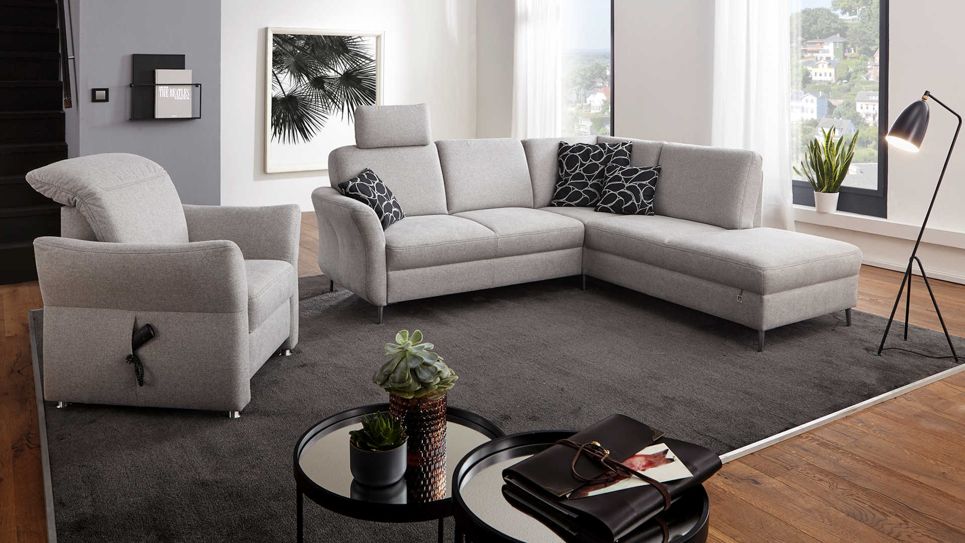 Polstergarnitur Z21876 - Stoff hellgrau