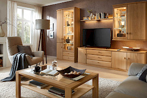 Wohnwand Z21944 - Massivholz, klassisch