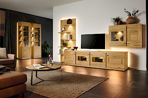 Wohnwand modern Z21991-3 - Wildeiche hell soft gebürstet