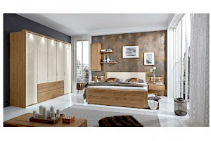 Schlafzimmer komplett Eiche Glasfront Z22043