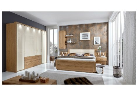 Schlafzimmer komplett Eiche Glasfront Z22043