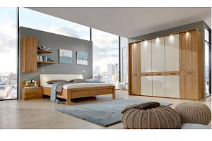 komplettes Schlafzimmer teilmassiv Eiche/Glas Z22057