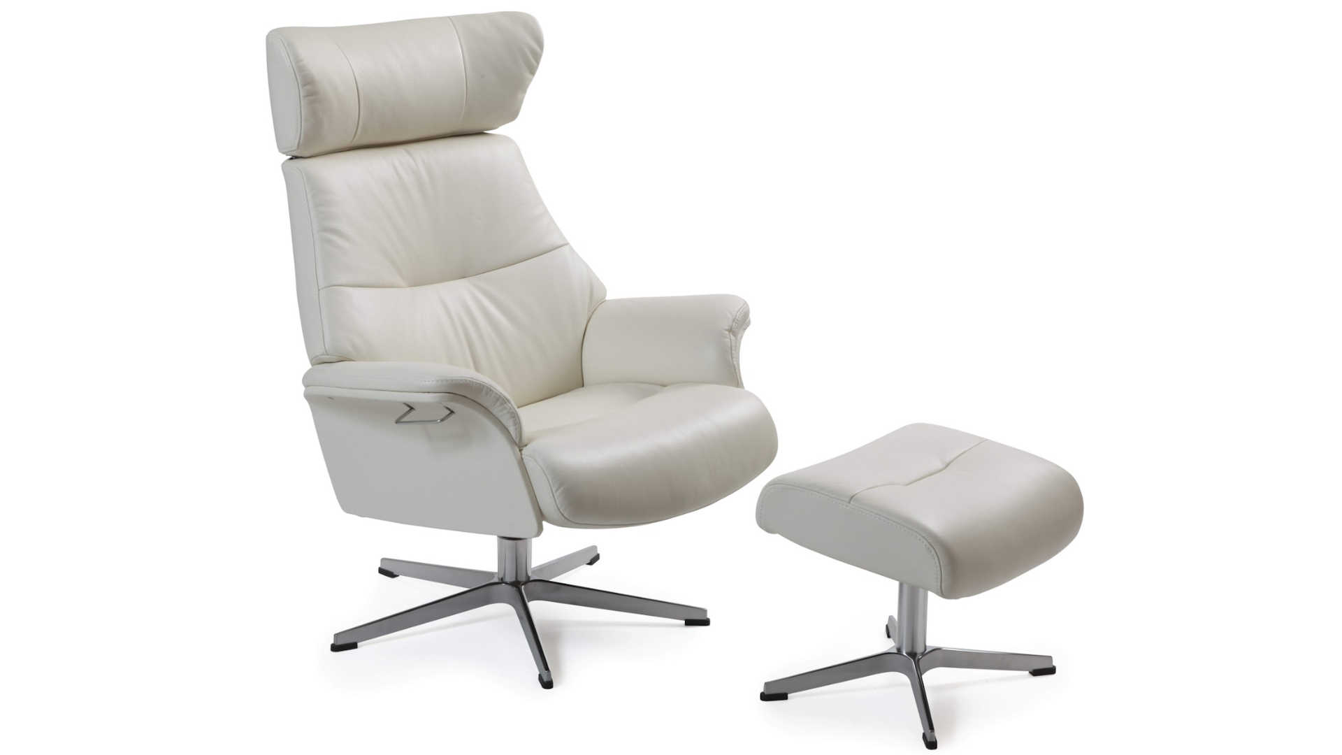 Ledersessel weiß Z22094-2 - drehbar, Hocker