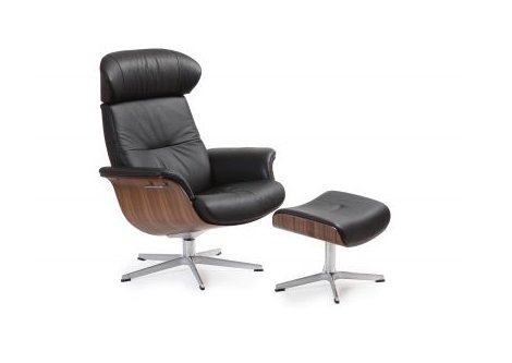 Einzelsessel Z22090 - Leder, inkl. Hocker, drehbar