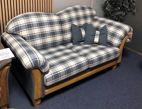 Landhaussofa Sofa, blau und weiß kariert