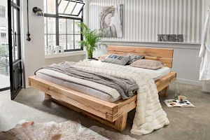 Balkenbett Z22180 - massiv Wildeiche
