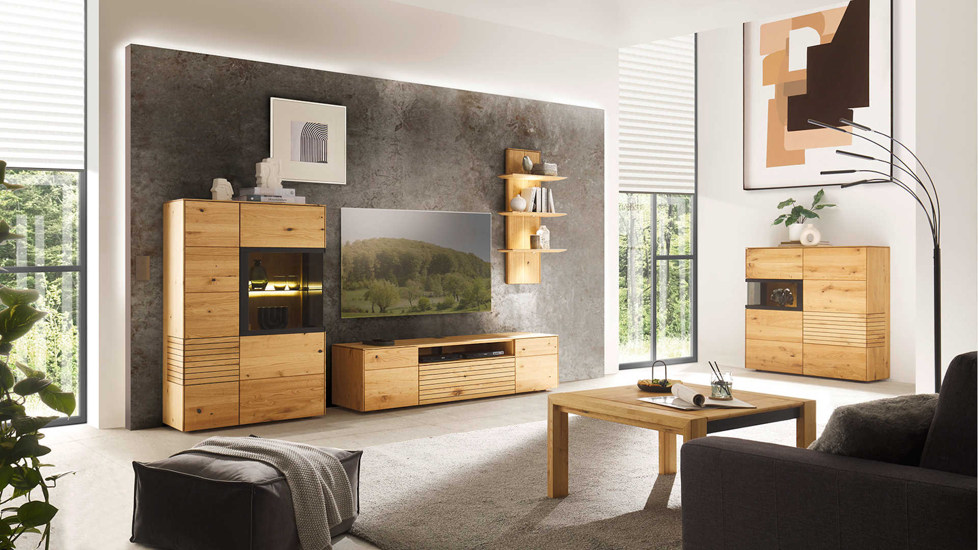 Wohnwand Z22166 - Kastanie massiv