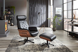 Fernseh- und Relaxsessel Z22209 - Leder, Holzformschale