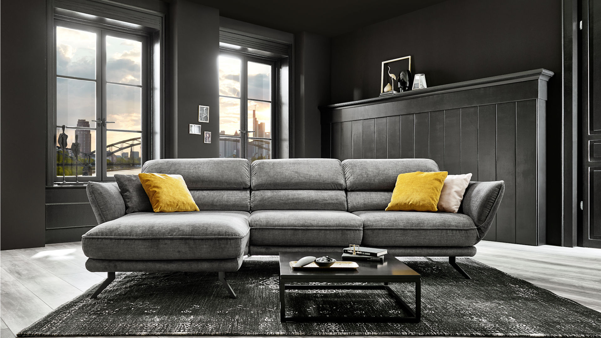 Polstergarnitur Z22220 - grau, Stoffbezug