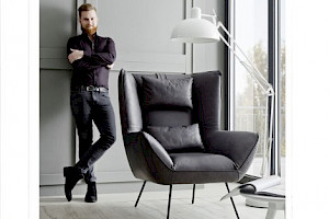 Einzelsessel Leder dunkelgrau Z22264