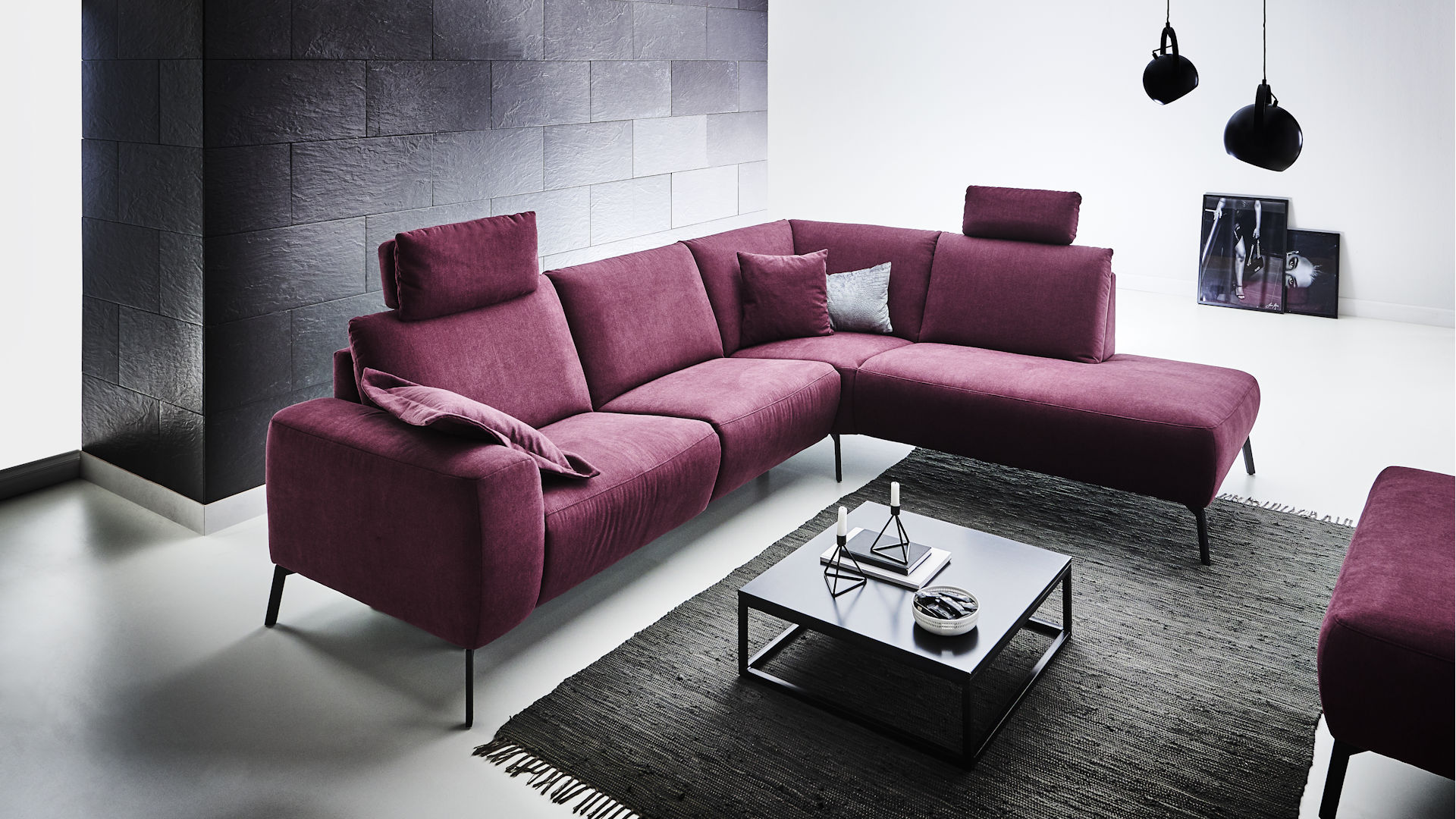 Polstereckgarnitur Stoff bordeaux Z22239